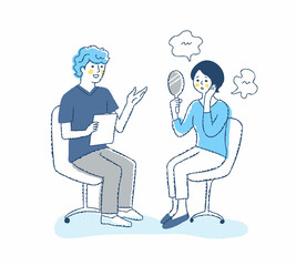 カウンセリングをする医師と顔の悩みを相談する患者