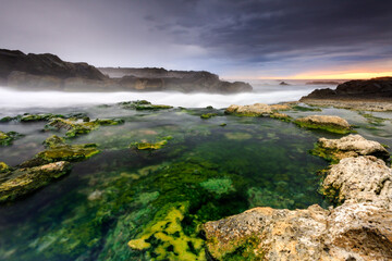 stormy sea and rocks