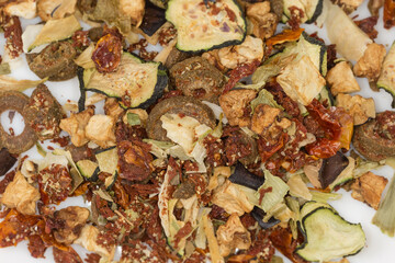 Mixture of different spices, close-up in selective focus