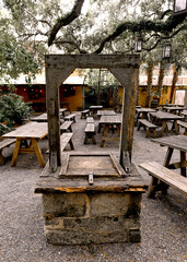 Rustic Outdoor Dining Area with Unique Centerpiece