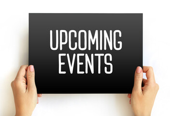 Upcoming Events text on card, concept background