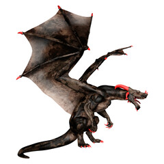 3D Rendering Fairy Tale Dragon on White