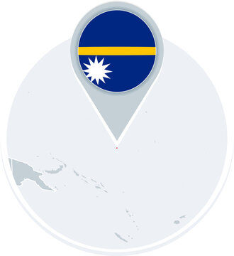 Nauru map and flag, map icon with highlighted Nauru