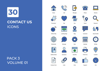 Contact us icons collection. Set vector line with elements for mobile concepts and web apps. Collection modern icons.