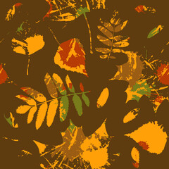 Autumn Leaves. Seamless background for fabrics, textiles, packaging and wallpaper. Vector illustration