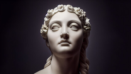 Illustration of a Renaissance marble statue of Persephone. She is the Queen of the underworld, the Goddess of spring. Persephone in Greek mythology, known as Proserpina in Roman mythology.
