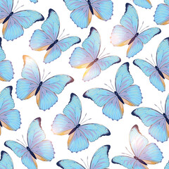 Vector pattern with high detailed tropic butterfly