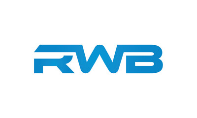 RWB monogram linked letters, creative typography logo icon