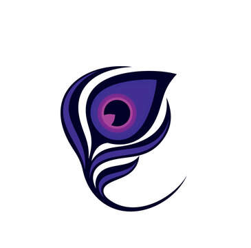 Eye Of The Peacock Feathers. Illustration Vector. Peacock Feather Elegant Logo Icon Design Template 