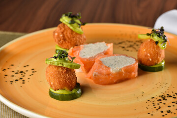 Smoked Salmon and fried rice balls