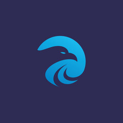 abstract blue falcon head vector logo