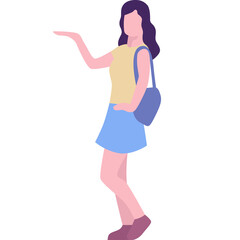 Female student pointing side with hand vector icon