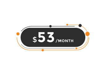 Monthly 53 Dollar price tag or sticker. fifty three dollars sales tag. shopping promotion marketing concept. sale promotion Price Sticker Design

