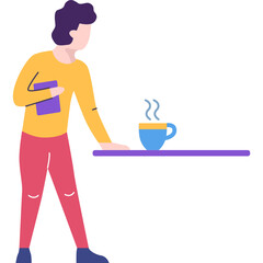 Man having coffee break vector icon isolated