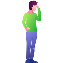 Fototapeta premium Thoughtful man vector business person think icon