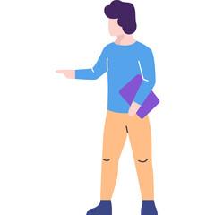 Fototapeta premium Man pointing hand aside vector icon isolated