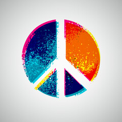 Antiwar peace pacifism colorful sign splash grunge style poster design. Eps 10 vector illustration.