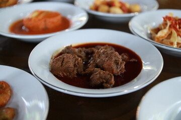 Minangkabau traditional food called rendang