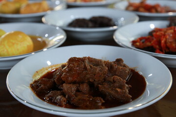 Minangkabau traditional food called rendang