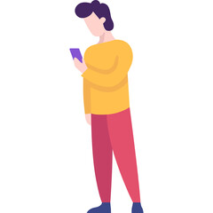 Man hold smartphone flat vector communication icon