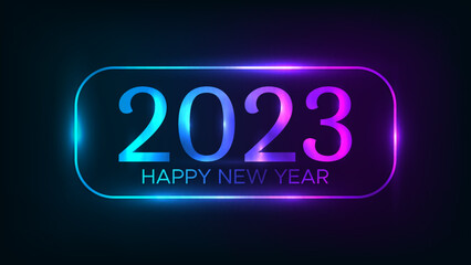 2023 Happy New Year neon background