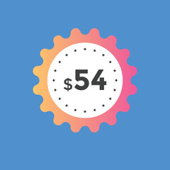 Monthly 54 Dollar price tag or sticker. fifty four dollars sales tag. shopping promotion marketing concept. sale promotion Price Sticker Design
