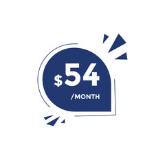 54 dollar price tag. 54$ dollar USD price symbol. price 54 Dollar sale banner in USD. Business or shopping promotion marketing concept

