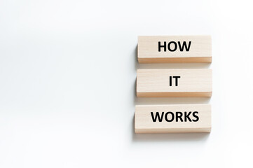 How it works text cubes on a blank background cubes lie behind each other