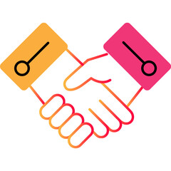 Hand shake outline icon deal agreement vector