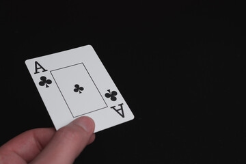 Playing cards aces on black