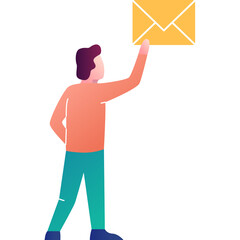 Man sending letter vector icon isolated on white
