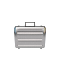 Metallic suitcase. 3D rendering illustration.