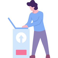 Man doing CI work tool comparison vector icon