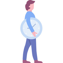 Vector man holding clock time management icon