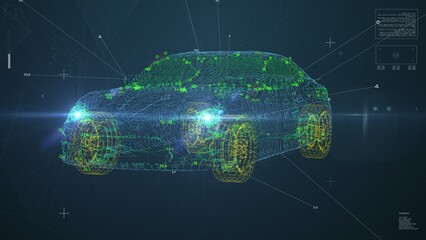 Car Model UI Animation. HUD Car Scanning.