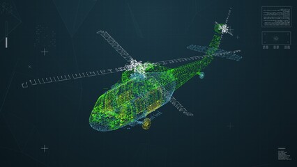 Military Helicopter detection. HUD Aircraft scanning UI.