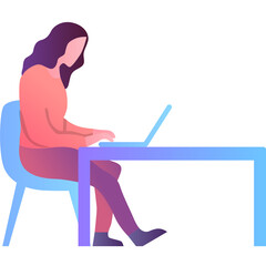 Programming icon woman work on laptop vector