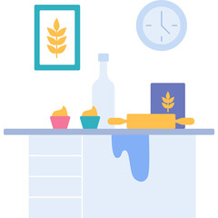 Bakery interior vector icon counter with pastry