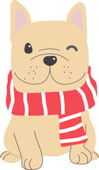 cute french bulldog puppy in christmas costume