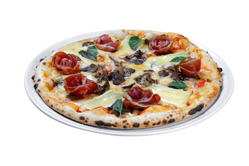 Parma ham pizza with mushrooms