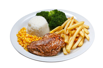 Rice with potatoes and meat.