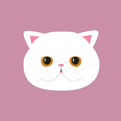 Fototapeta premium White cat illustration. Cute exotic cat. Flat style. Vector cat art