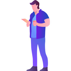 Man reading newspaper drinking coffee vector icon