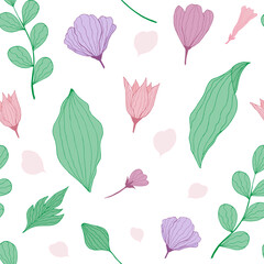 Soft flowers seamless pattern