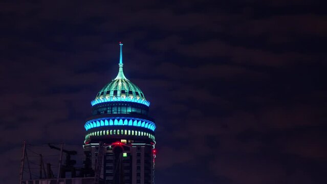 night light sky dubai marina famous highest tower top 4k timelapse uae