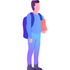 Student with backpack vector icon on white