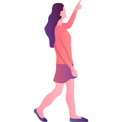 Fototapeta na wymiar Woman pointing up icon female character vector