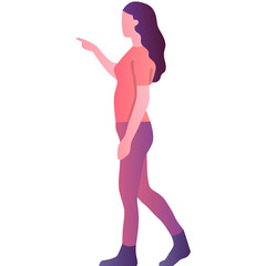 Woman pointing finger icon female character vector