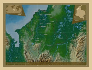 Cordoba, Colombia. Physical. Labelled points of cities