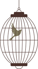 Rounded birdcage with bird illustration